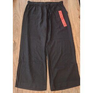 Splendid Pants Womens Medium Black Linen Cropped Wide Leg Drawstring 1767950